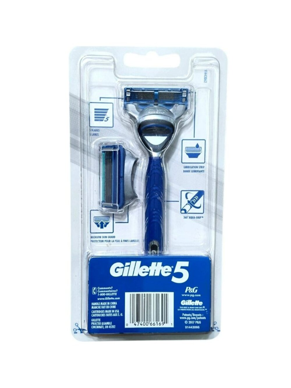 Gillette 5 Aqua-Grip Razor 2 Shaver Cartridges Smooth Shaving Mens Grooming
